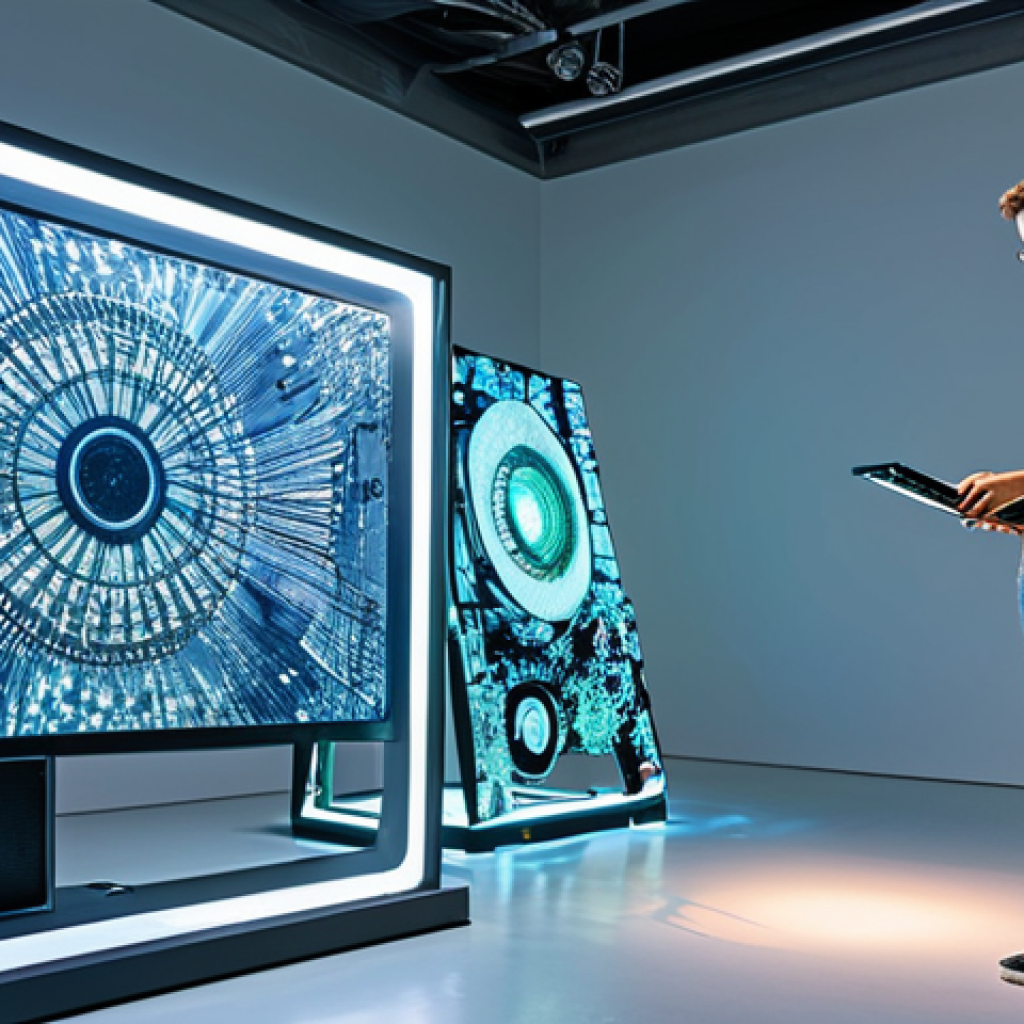 AI-Assisted Sculpture**

"A student artist carefully examines a complex, abstract sculpture made from recycled computer parts, augmented with glowing, AI-generated textures projected onto its surface. The artist is fully clothed in practical studio attire, jeans and a t-shirt, standing in a brightly lit, modern art studio. Appropriate content, safe for work, perfect anatomy, natural proportions, professional lighting, high-quality rendering, demonstrates creative use of AI in art, modest attire."

**