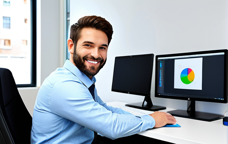 A Graphic Designer at Work**
"A professional graphic designer, fully clothed in appropriate business casual attire, working at a modern computer workstation. The designer is smiling slightly, focused on the screen, which displays a vibrant design project. The office environment is bright and collaborative with design samples on the walls. Perfect anatomy, correct proportions, natural pose, safe for work, appropriate content, professional, high-quality rendering, well-formed hands, proper finger count, natural body proportions."
**