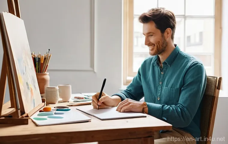 미술에서의 인터뷰 및 비평 방법 - **Genuine Connection in an Art Studio:**
"A bright and inviting art studio bathed in warm, natur...