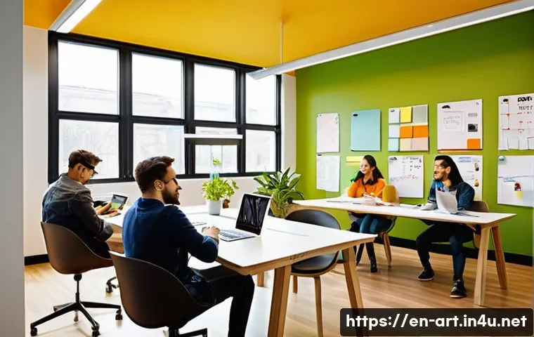 미술과 색채 심리학 - **Prompt: "The Vibrant Energy of a Creative Workspace"**
A bright and modern creative studio spa...